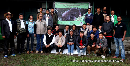 Group photograph with the participant and resource perosons along with IFAW-WTI and Arunachal Pradesh Forest Department during awareness meeting at Pakke on 15th December 2015.Photo: Subhamoy Bhattacharjee/IFAW-WTI