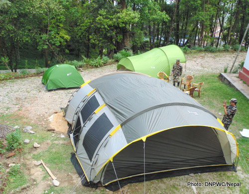 The IFAW-WTI and WLT provided tents in Kathmandu, Nepal before shifeted to high altitude field posts.Photo: DNPWC,Nepal