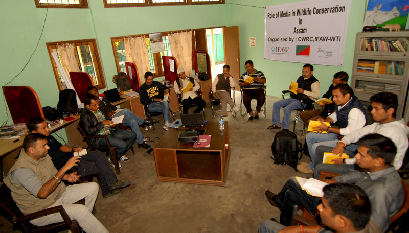 “Role of Media in Wildlife Conservation in Assam”-An interactive session with the journalists of Bokakhat and Kaziranga at Centre for Wildlife Rehabilitation and Conservation (CWRC) organised by IFAW-WTI on Saturday,21st February,2015.Photo: IFAW-WTI
