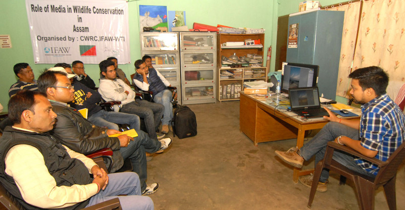 Image post processiing workshop during “Role of Media in Wildlife Conservation in Assam”-An interactive session with the journalists of Bokakhat and Kaziranga at Centre for Wildlife Rehabilitation and Conservation (CWRC) organised by IFAW-WTI on Saturday,21st February,2015.Photo: IFAW-WTI
